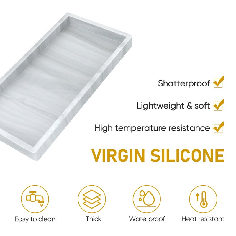 EG-SIPRO Bathroom Counter Tray EG-SIPRO Shatterproof Silicone Bathroom Vanity Tray High-Grade Durable Rectangle Tray for Bathroom Trays for Counter Soap Dispenser Tray-Small 7.8 * 3.9 in - Image 5